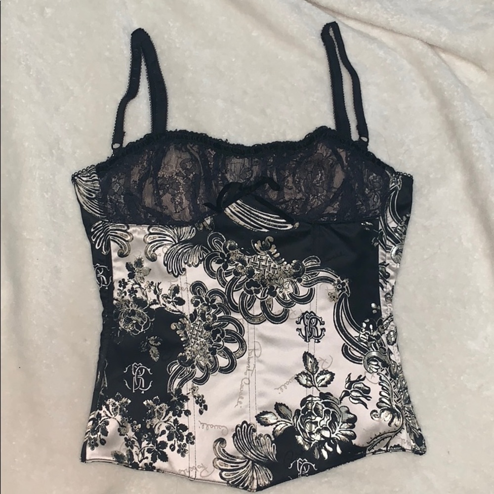worn twice , Roberto Cavalli bustier top